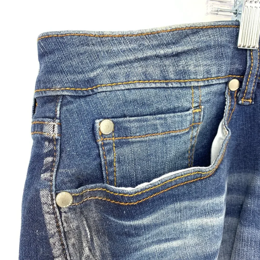 Torrid Shorts Women's Size 26 Metallic Stripe Davenport Denim Cut-Off Frayed Hem